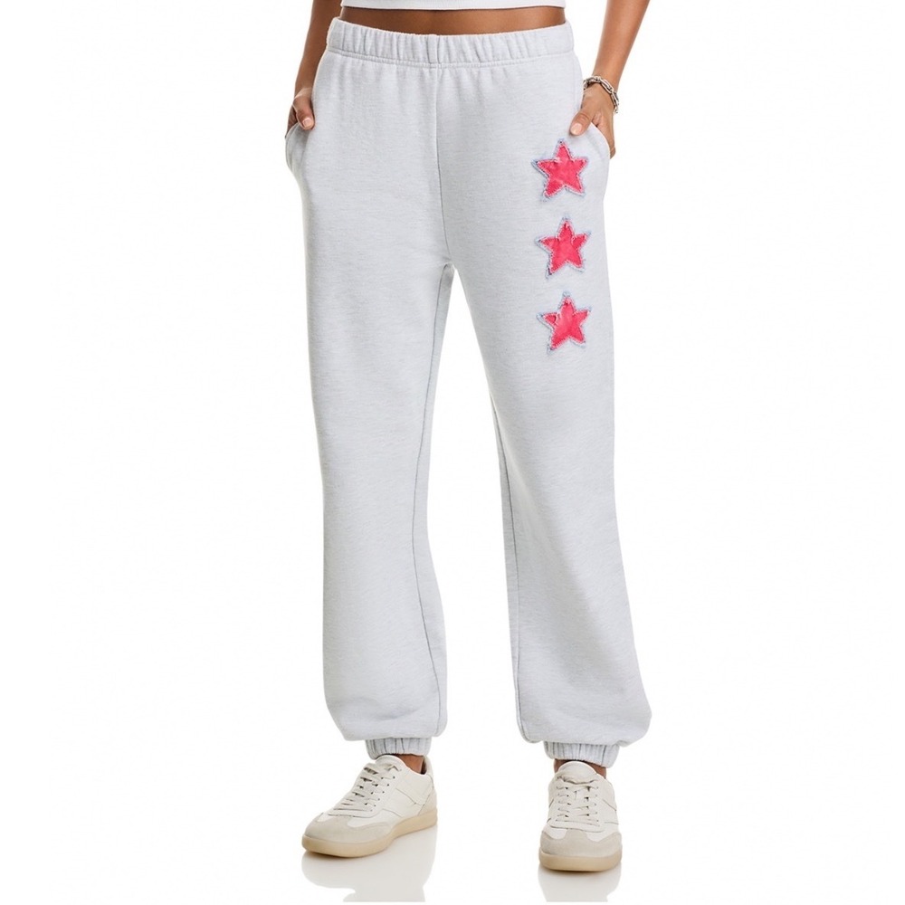 Vintage Havana French Terry Joggers Grey Pink Sequin Stars P40499 Size Medium